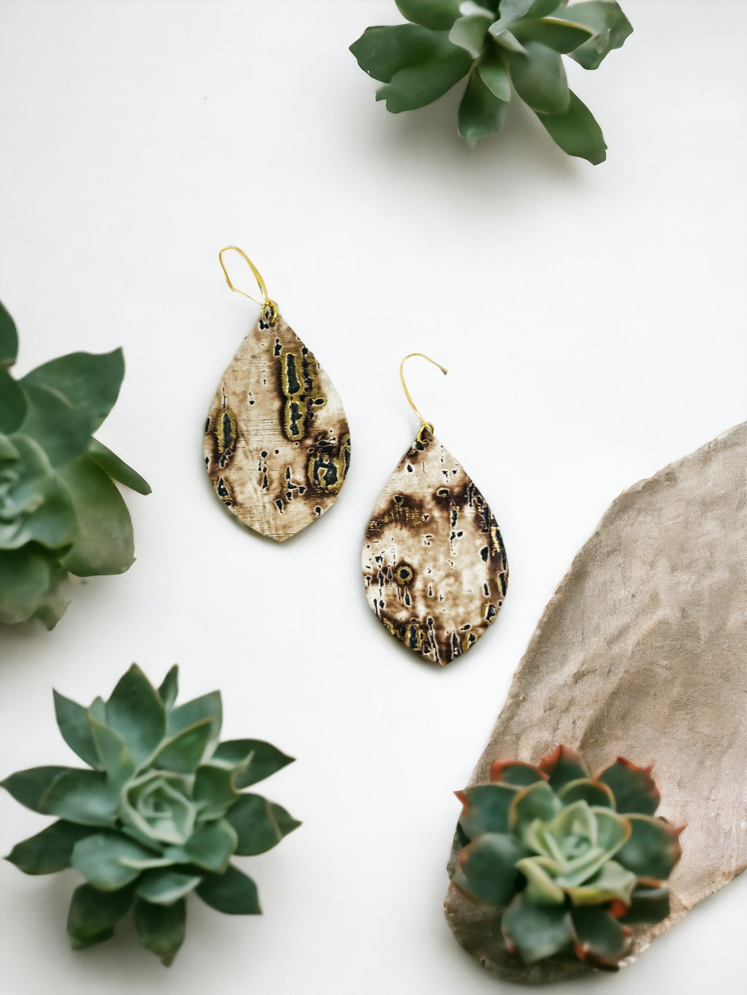 Driftwood Bark Leather Earrings - E19-2061