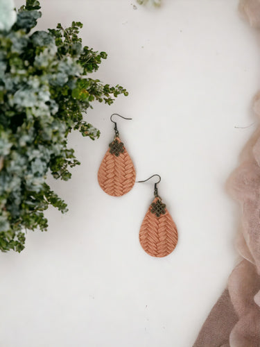 Peach Italian Leather Earrings - E19-207