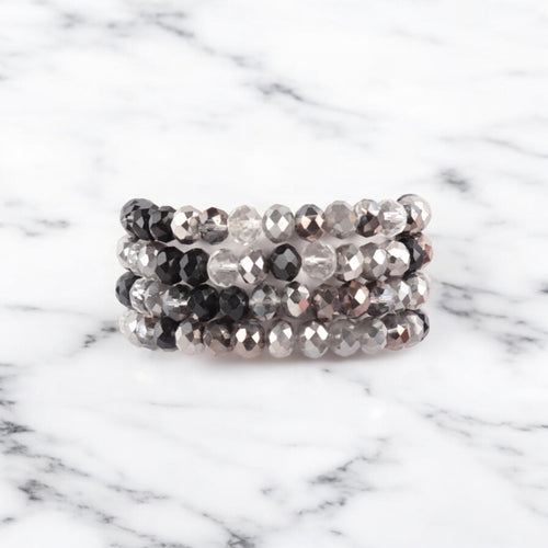 Black & Grey Stack Bracelet Set - B2121