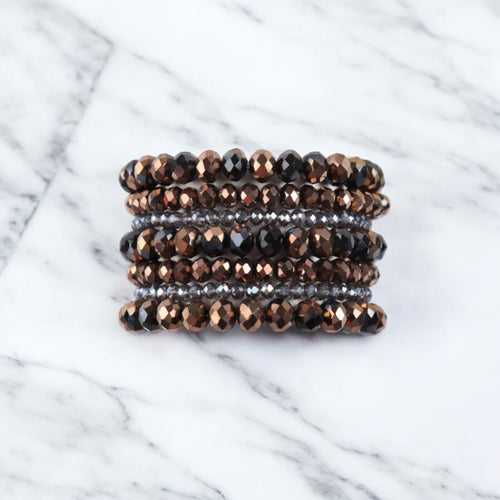 Black & Brown Stack Bracelet Set - B2127