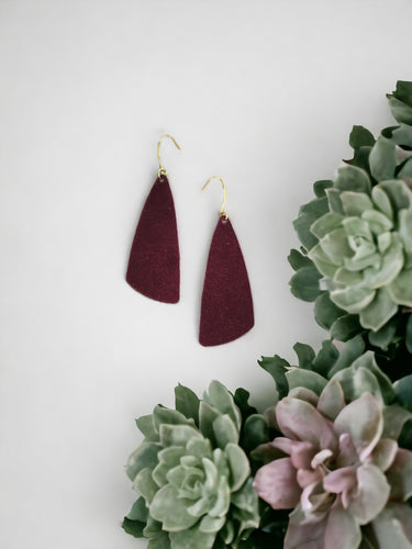 Burgundy Suede Leather Earrings - E19-2139