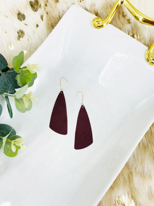 Burgundy Suede Leather Earrings - E19-2139