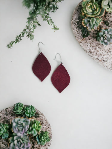 Burgundy Suede Leather Earrings - E19-2150