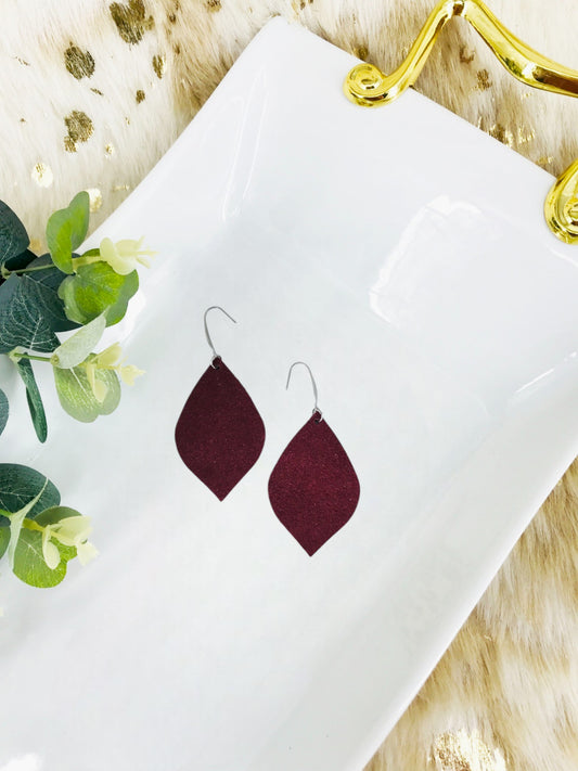 Burgundy Suede Leather Earrings - E19-2150