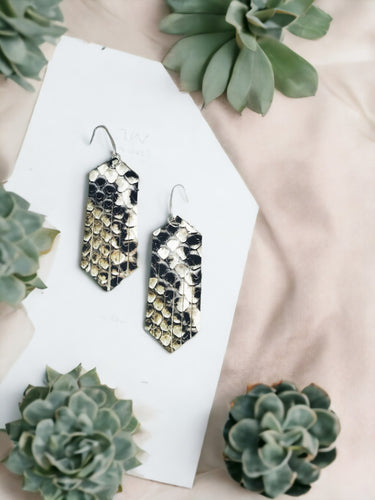 Black and White Snake Leather Earrings - E19-2162