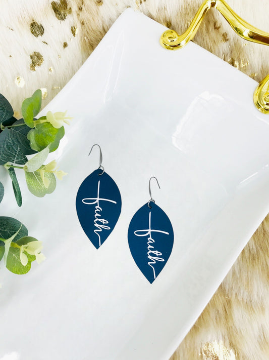 Blue "Faith" Leather Earrings - E19-2175