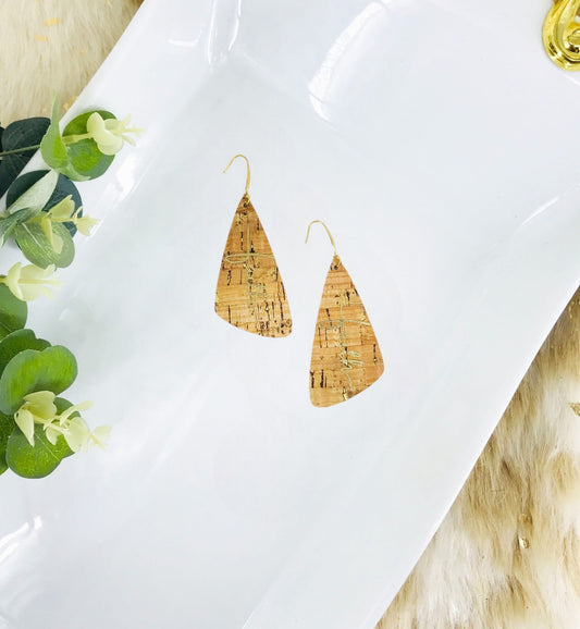 Gold Speckled Cork Leather "Faith" Earrings - E19-2186