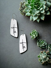 Load image into Gallery viewer, White Leather &quot;Faith&quot; Earrings - E19-2197