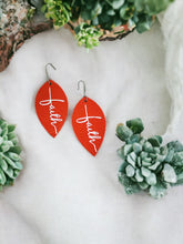 Load image into Gallery viewer, Coral Leather &quot;Faith&quot; Earrings - E19-2198