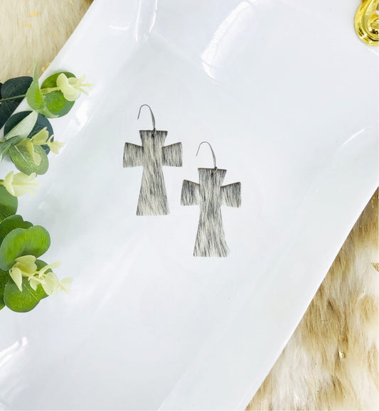 Hair On Cross Leather Earrings - E19-2210