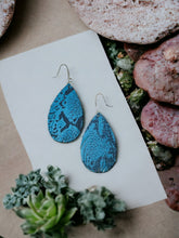 Load image into Gallery viewer, Fringe Blue Snake Skin Leather Earrings - E19-2216