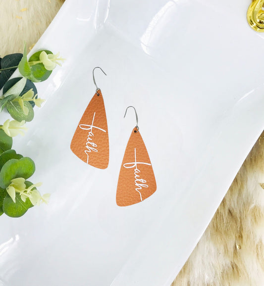 Peach Leather "Faith" Earrings - E19-2218