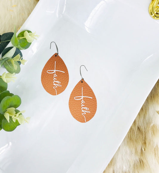 Peach Leather "Faith" Earrings - E19-2219