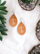 Load image into Gallery viewer, Peach Leather &quot;Faith&quot; Earrings - E19-2219