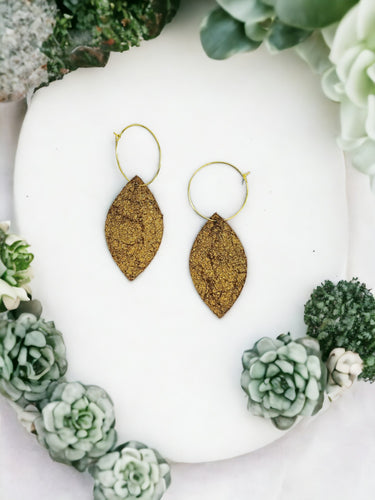 Gold Halo Leather Hoop Earrings - E19-2225