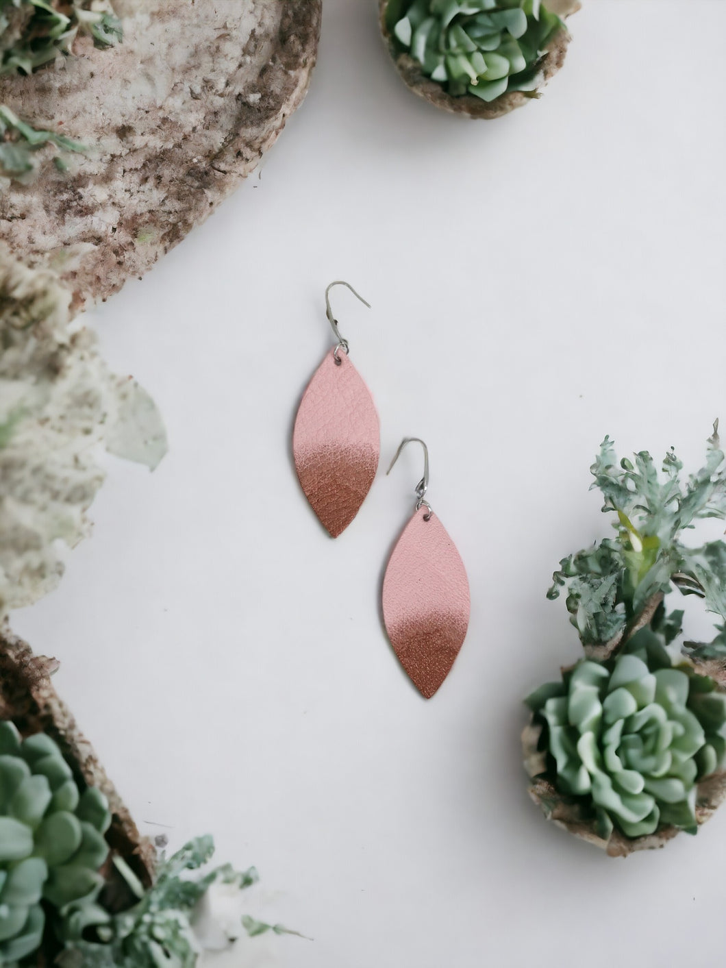 Pink Genuine Leather Painted Earrings - E19-224