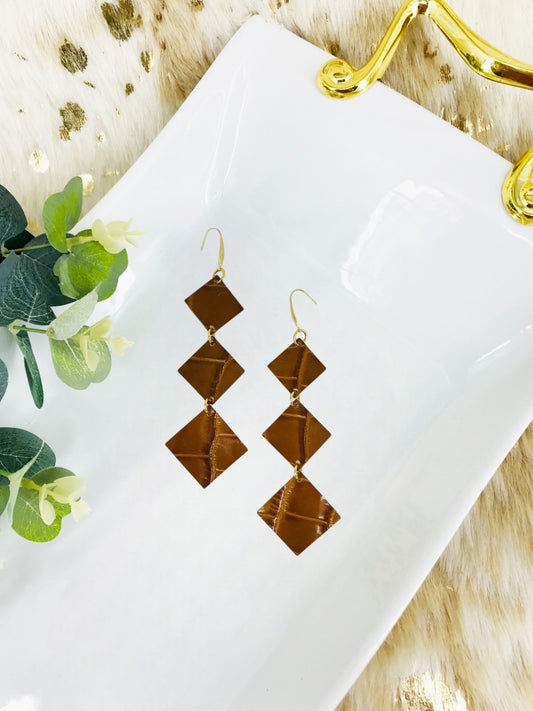 Brown Genuine Leather Earrings - E19-2251