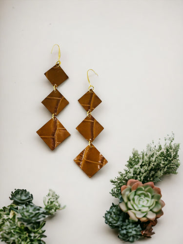 Brown Genuine Leather Earrings - E19-2251