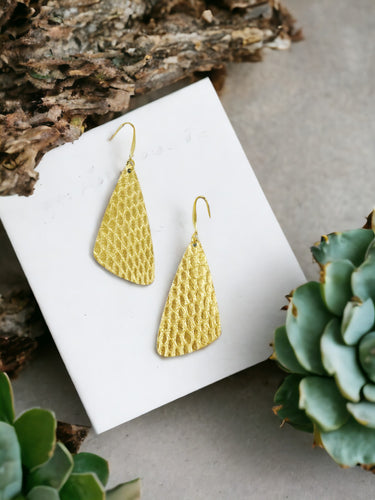 Gold Anaconda Leather Earrings - E19-2260