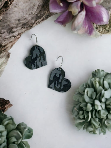 Jungle Gray Camo Leather Earrings - E19-2271