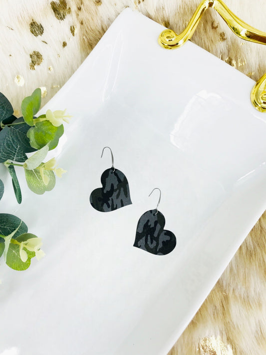 Jungle Gray Camo Leather Earrings - E19-2271