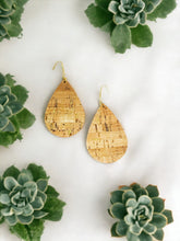 Load image into Gallery viewer, Gold Metallic Accent Cork on Leather Earrings - E19-2315