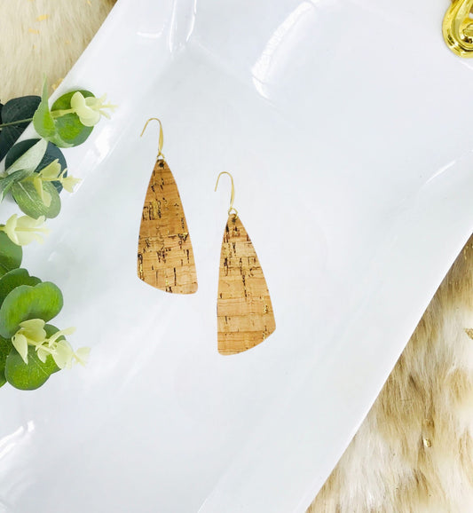 Gold Metallic Accent Cork on Leather Earrings - E19-2327