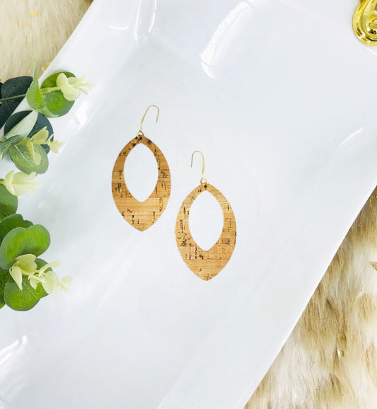 Gold Metallic Accent Cork on Leather Earrings - E19-2334