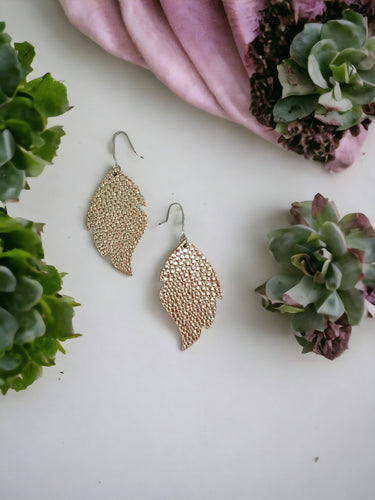 Gold Stingray Leather Earrings - E19-2379