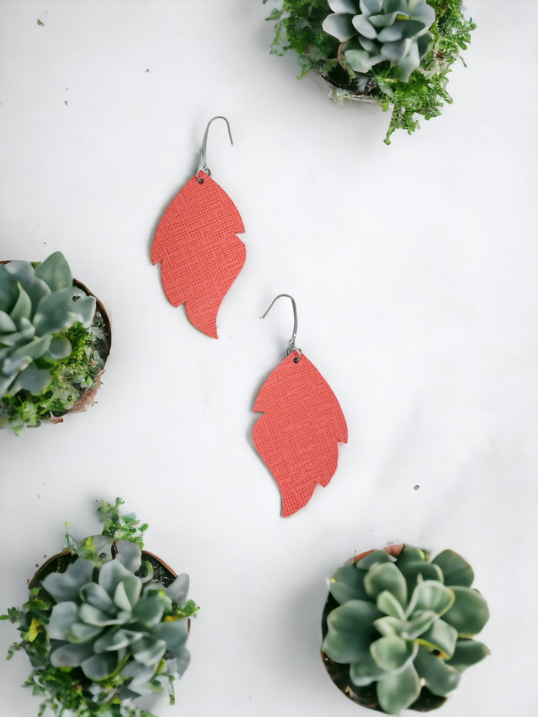 Coral Weave Leather Earrings - E19-2387