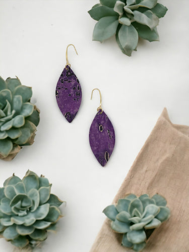 Lavender and Gold Leather Earrings - E19-2390