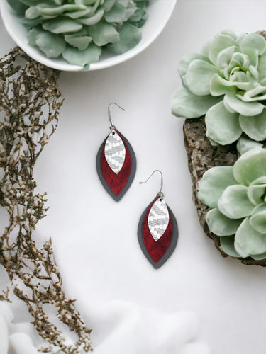 Leather Leaf Layered Earrings - E19-239