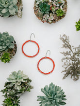 Load image into Gallery viewer, Burnt Red Glass Bead Hoop Earrings - E19-2425