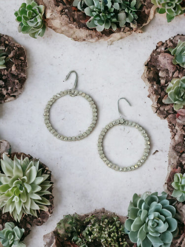 Rosy Brown Glass Bead Hoop Earrings - E19-2426