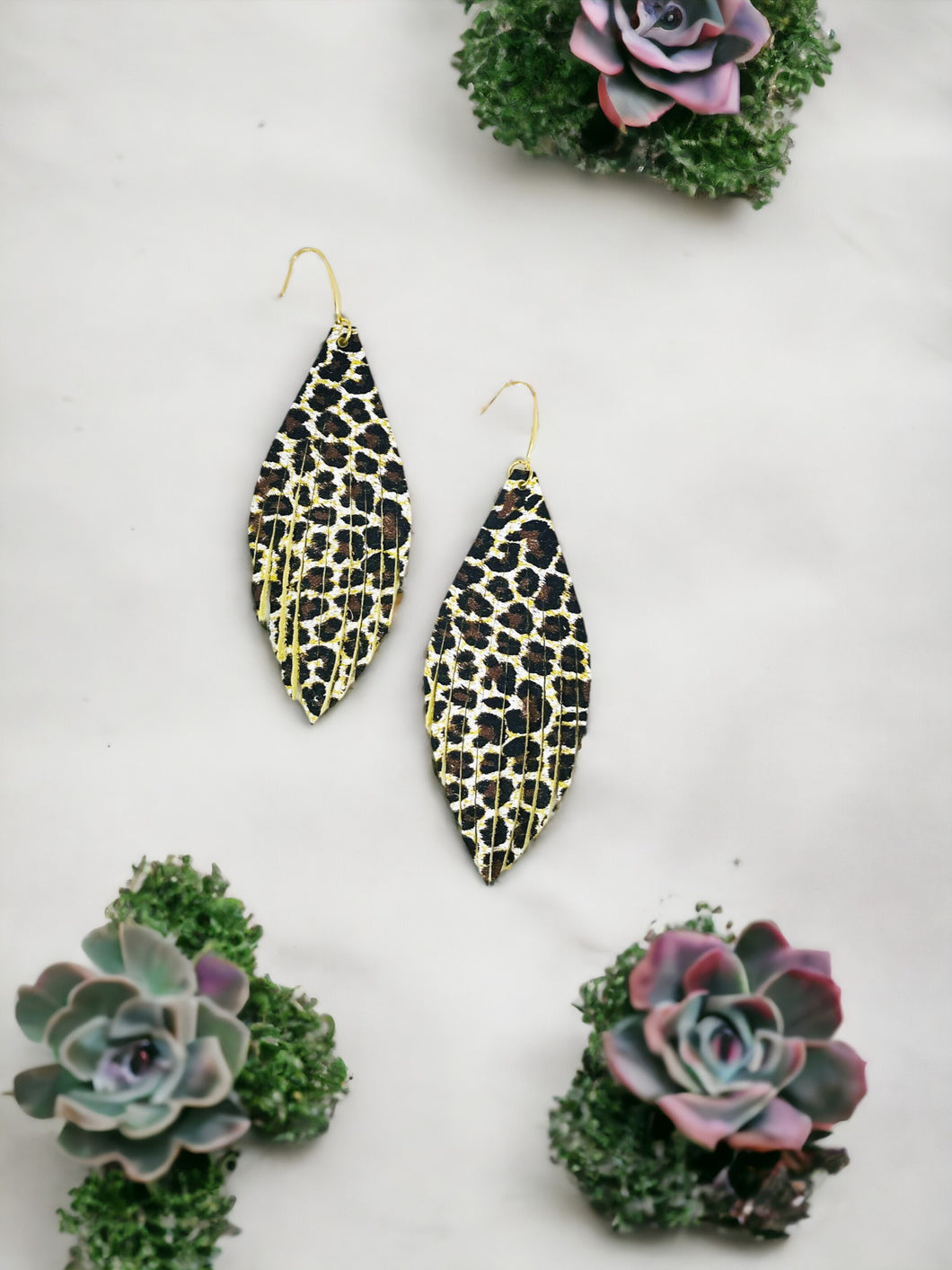 Leopard Leather Fringe Earrings - E19-2485