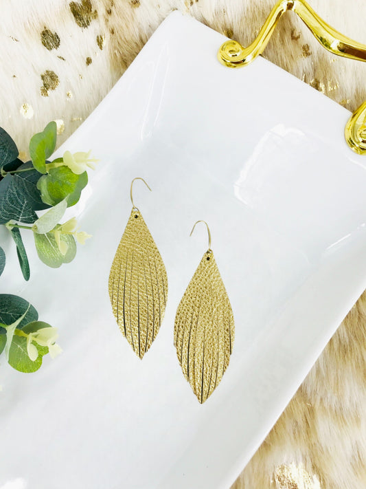 Pebbled Gold Leather Earrings - E19-2488