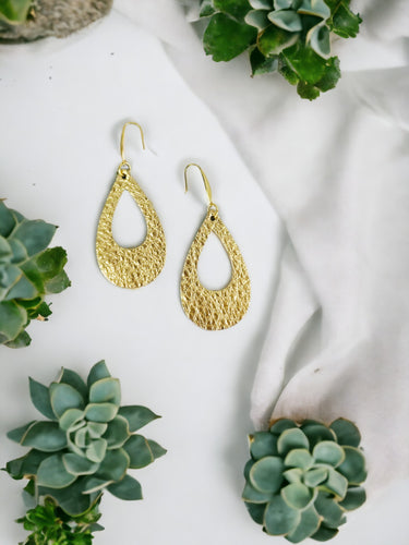 Gold Genuine Leather Earrings - E19-2578