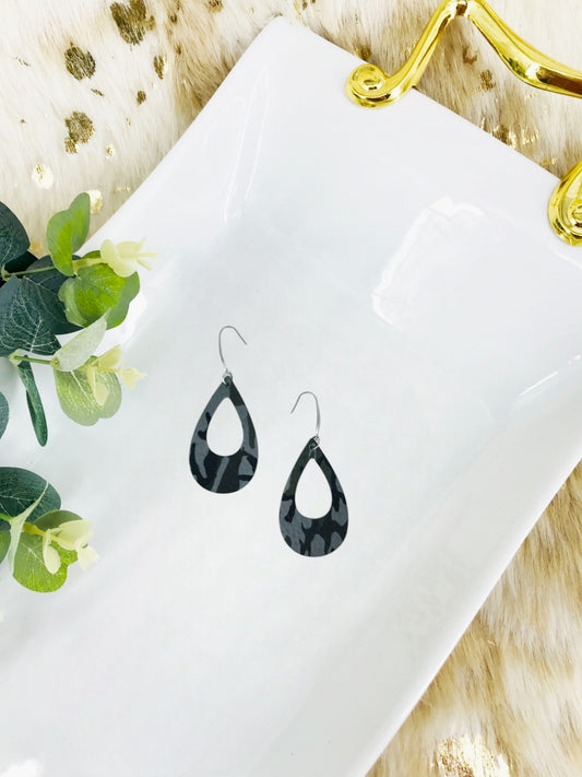 Gray Camo Leather Earrings - E19-2615