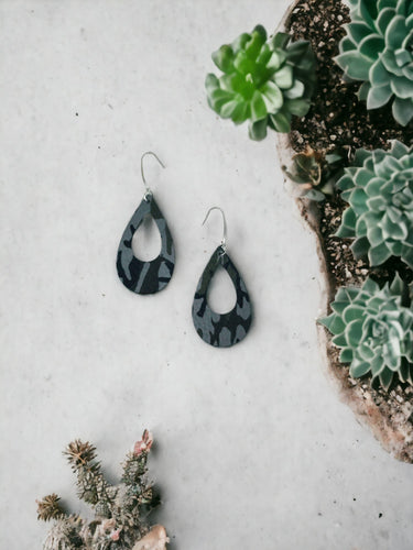 Gray Camo Leather Earrings - E19-2615