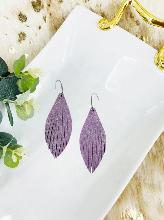 Lilac Leather Fringe Earrings - E19-2627