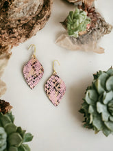 Load image into Gallery viewer, Pink Snake Skin Leather Earrings - E19-2631