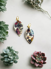 Load image into Gallery viewer, Genuine Floral Pattern Leather Earrings - E19-2677