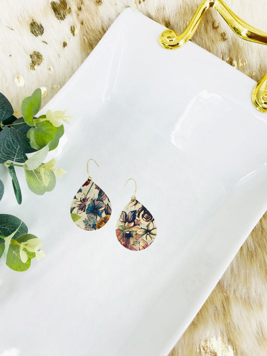 Genuine Floral Pattern Leather Earrings - E19-2680