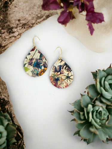 Genuine Floral Pattern Leather Earrings - E19-2680