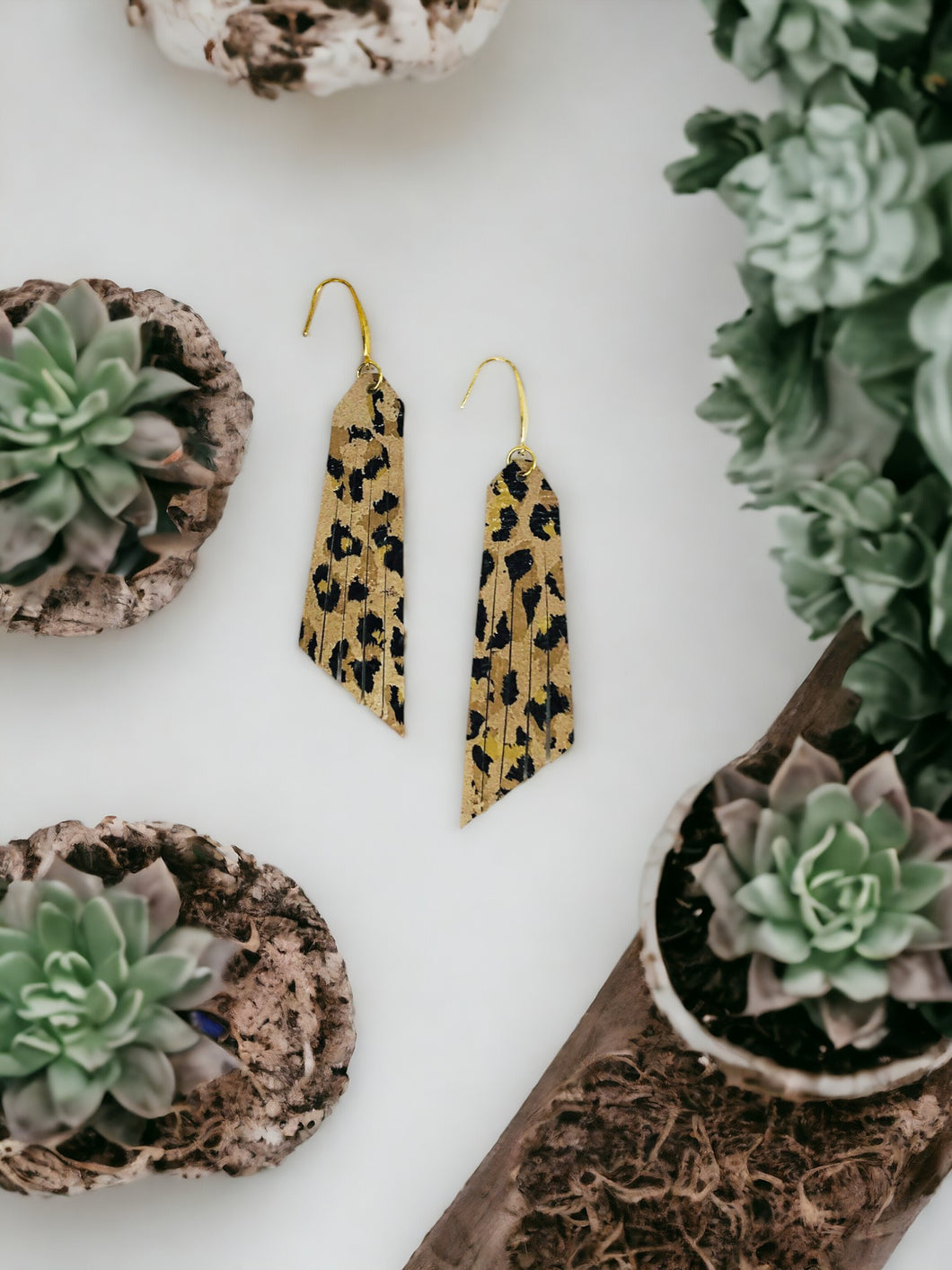 Natural Leopard Lambskin Leather Earrings - E19-2681