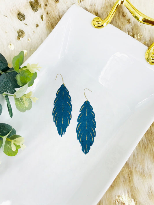 Turquoise Feather Suede Earrings - E19-2691