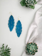 Load image into Gallery viewer, Turquoise Feather Suede Earrings - E19-2691