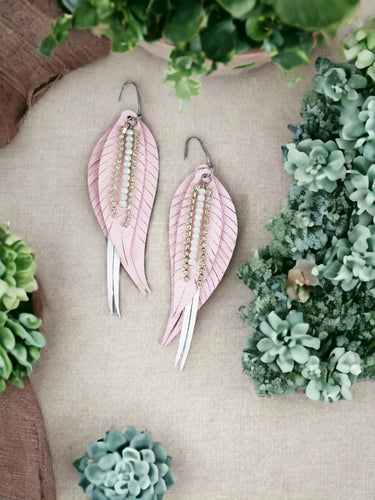 Genuine Leather Feather Earrings - E19-2725