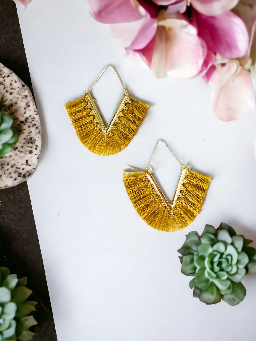 Bohemian Triangle Tassel Earrings - E19-2728