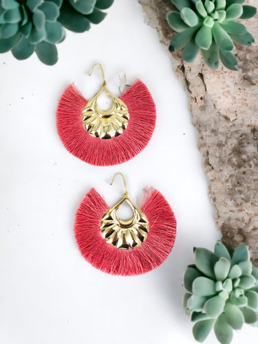 Large Fan Shaped Tassel Earrings - E19-2762